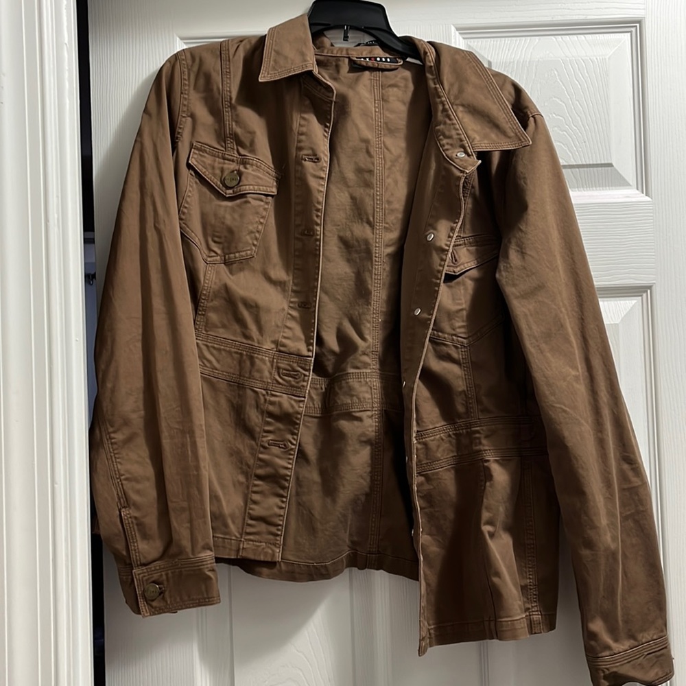 Brown jean jacket.